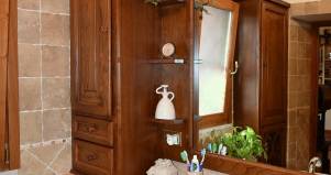 Mobile bagno in legno classico artigianale su misura con lavatrice